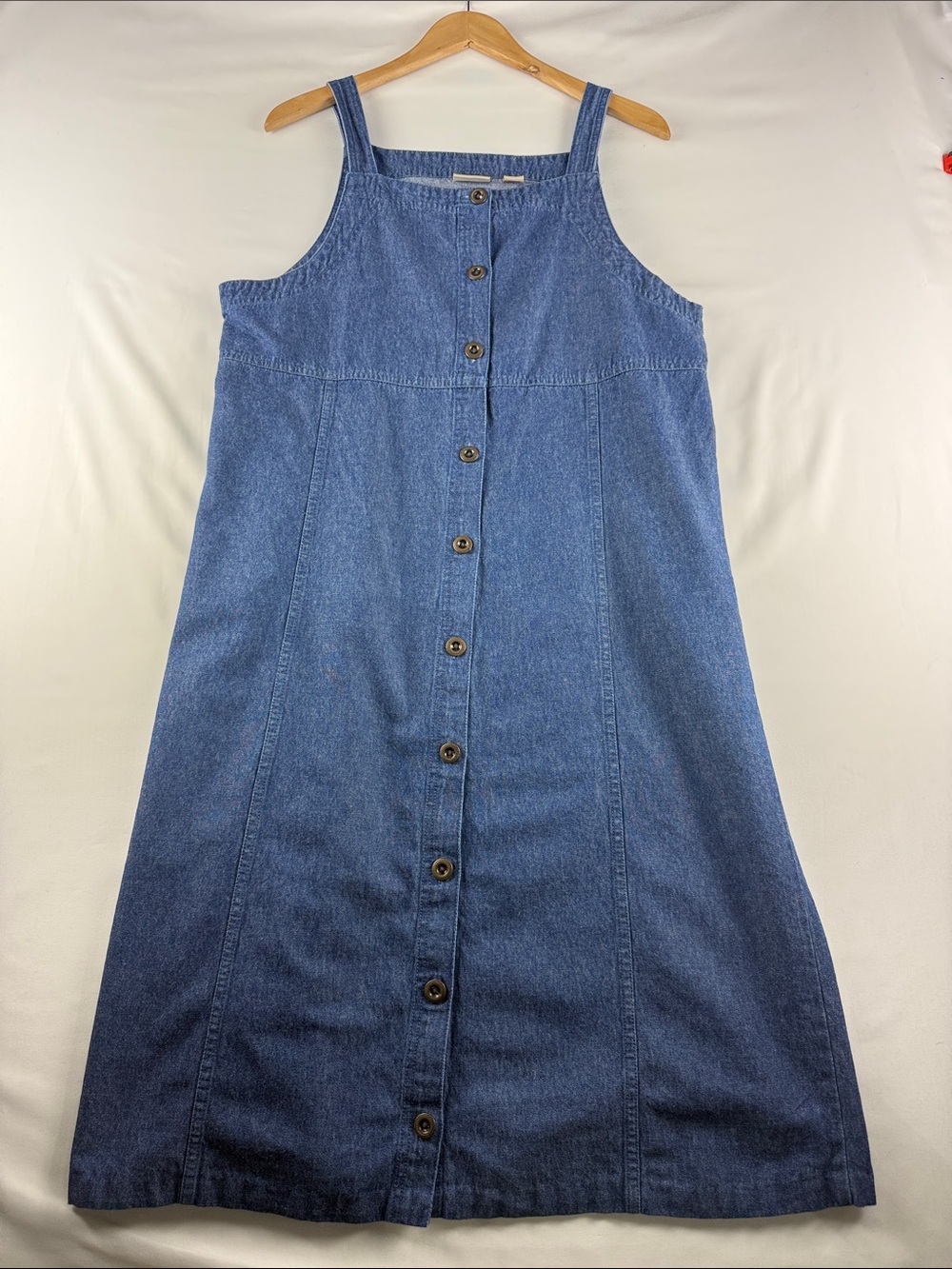 Crossroads Denim Button Front Dress Women’s Large Tie Back 100% Cotton vintage